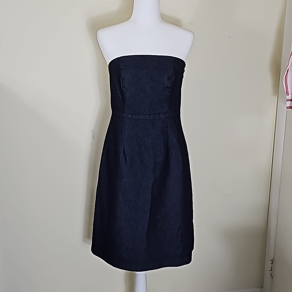 MERONA Size 8 Dark Blue Denim Strapless Dress